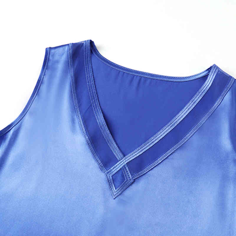 Lucyever Silk Satin V Neck Tank Top Women Summer Loose Solid Color Sleeveless Shirts Woman Plus Size Lace Blouse Top 210521