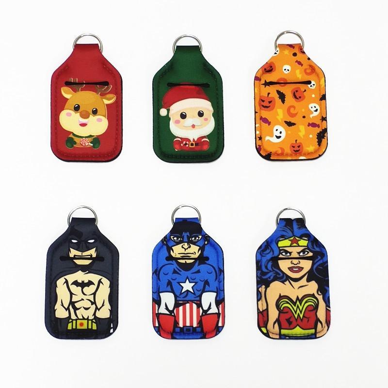 DHL Neoprene Hand Sanitizer Bottle Holder Chapstick Holder Keychains Lipstick Holder Keychain Party Favor 24 Styles