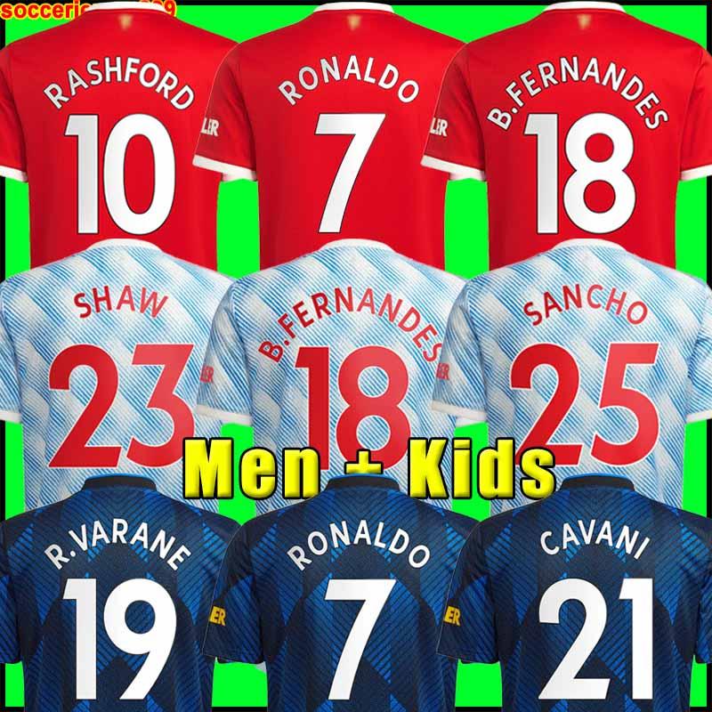 RONALDO SANCHO RASHFORD soccer jersey 21 22 SHAW 2021 2022 manchester POGBA CAVANI MARTIAL LINGARD B. FERNANDES UNITED UTD GREENWOOD football shirt man kids kit, 21/22 men third