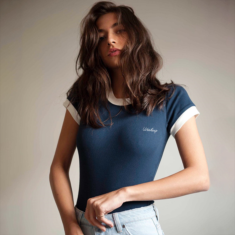 Paris Girl Summer Letter Embroidered Tops Round Neck Short Sleeve Bodysuit Top Ladies Girls T-Shirt Jumpsuit 210524, Blue
Paris Girl Summer Letter Embroidered Tops Round Neck Short Sleeve Bodysuit Top Ladies Girls T-Shirt Jumpsuit 210524, Blue