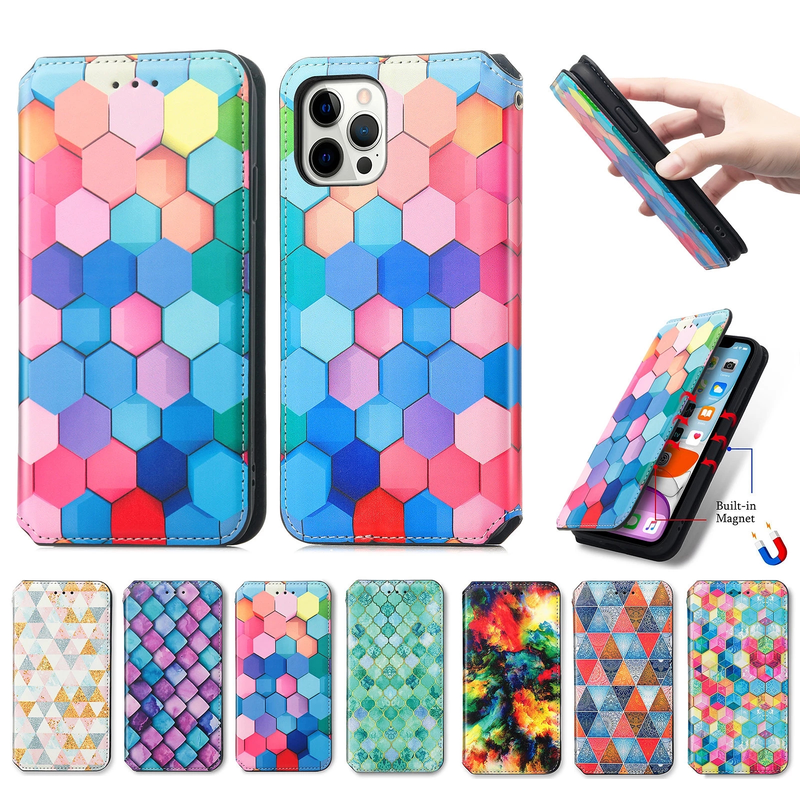 Colorful rhombus phones case For IPhone 12 Pro Max MIni 13XS X XR 7 8 plus 6 6s Leather Wallet Flip Colourful Painted Magnetic covers, Mandala
Colorful rhombus phones case For IPhone 12 Pro Max MIni 13XS X XR 7 8 plus 6 6s Leather Wallet Flip Colourful Painted Magnetic covers, Mandala