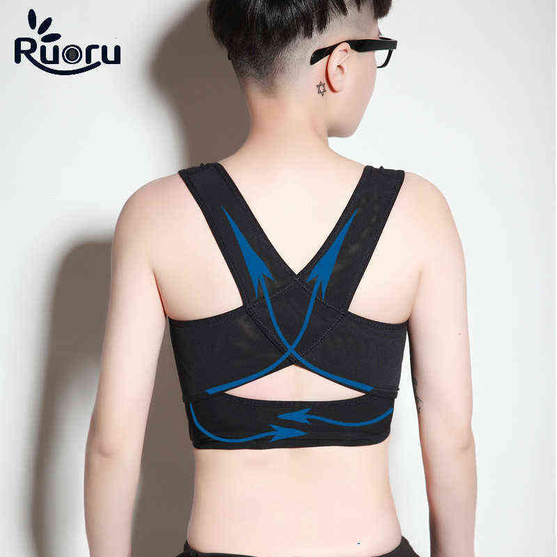 Ruoru Tomboy Chest Binder Les Lesbian Casual Breathable Binder Trans Tank Top Vest Tomboy Binder Bra Plus Size Buckle Short 211112