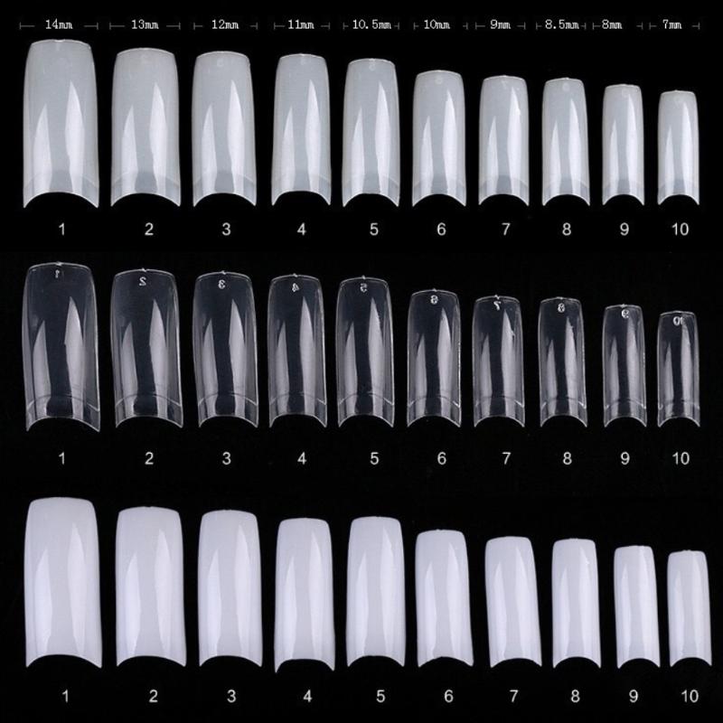 False Nails 500pc/ Box Long French Fake Tips Clear Nature Color ABS Half Cover Ballerina Fasle Manicure Acrylic Nail Tools