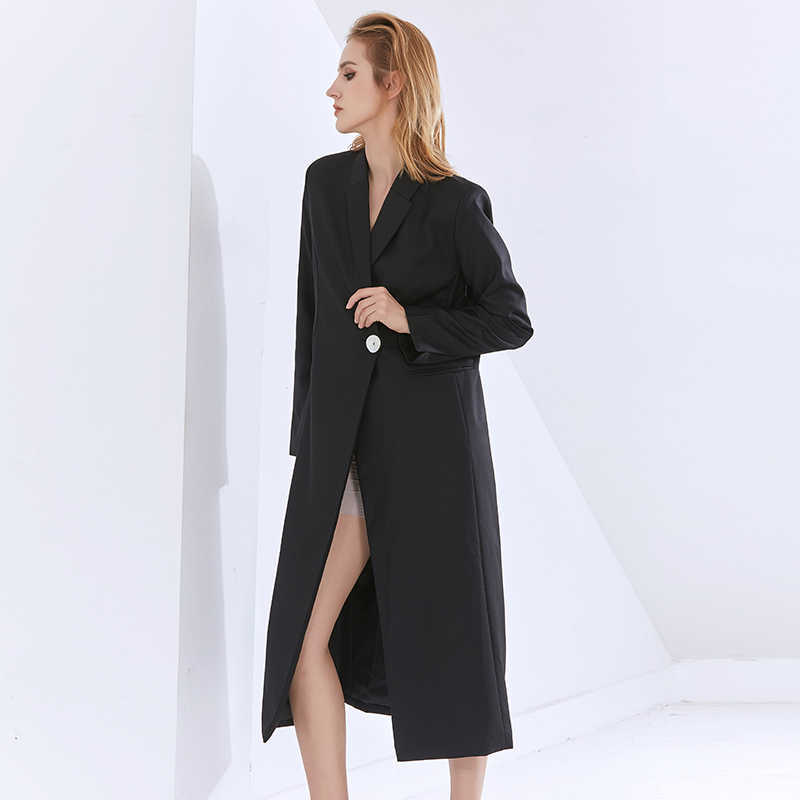 TWOTYLE Korean Spring Black Blazer For Women Notched Long Sleeve Casual Minimalist Blazers Female Fashion Clothing 210930