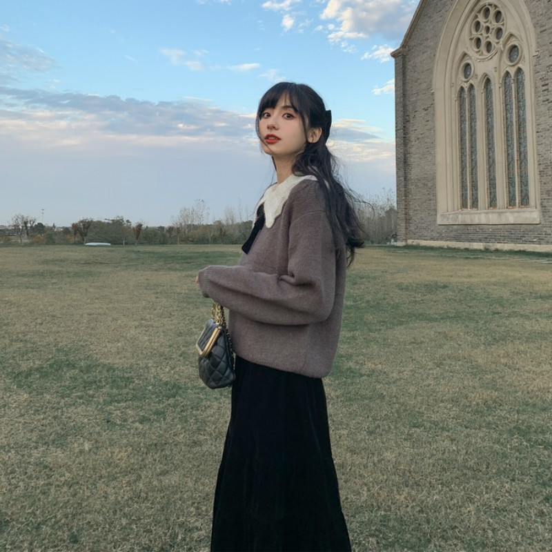 Winter Knitted Sweater Women Casual Sweet Long Sleeve Janpan Bow Pullover Female Preppy Style Loose Oversize Tops Korean 210521