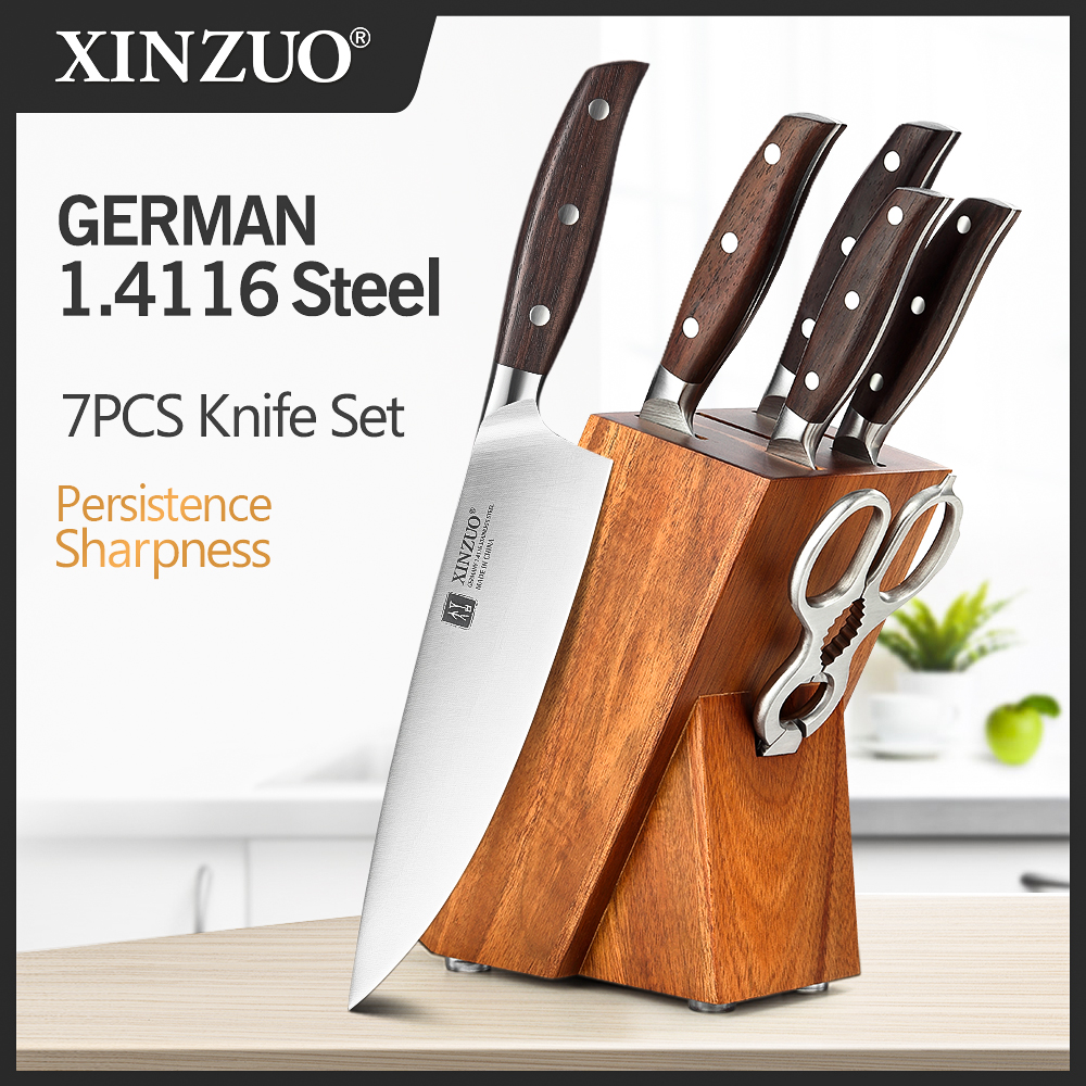 XINZUO Professiona Fu 7 PCs Knife Set German 1.4116 Stainess Stee Kitchen Knives Sets Best Kitchen Sicing Santoku Too
XINZUO Professiona Fu 7 PCs Knife Set German 1.4116 Stainess Stee Kitchen Knives Sets Best Kitchen Sicing Santoku Too