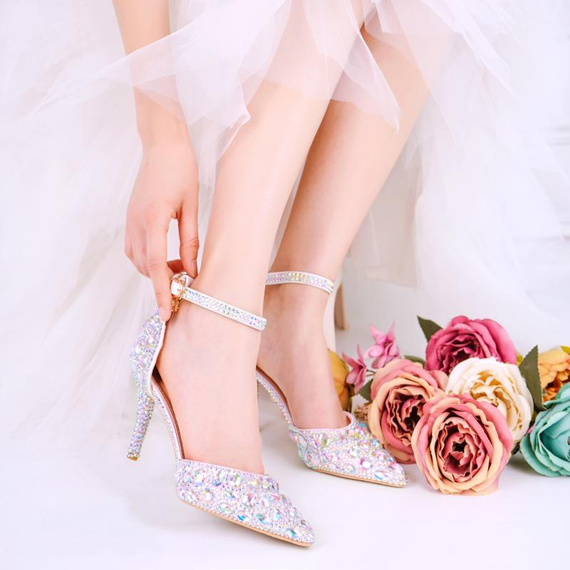 Fashion Women Wedding Shoes Summer Female Party Sandals Bling Crystal Ankle Strap Woman Pointed Toe High, Silver 7cm
Fashion Women Wedding Shoes Summer Female Party Sandals Bling Crystal Ankle Strap Woman Pointed Toe High, Silver 7cm