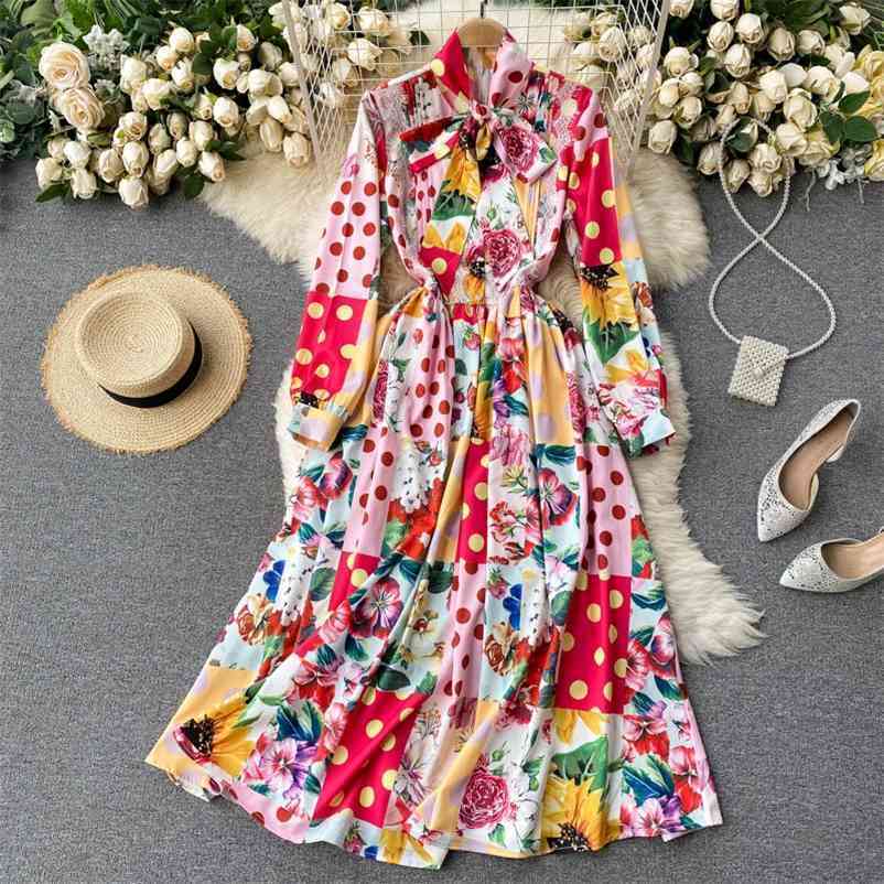 Spring Fashion Long Dress Women Bow tie sleeve Lace Trim Polka dot Flower Printted Red Holiday 210525
Spring Fashion Long Dress Women Bow tie sleeve Lace Trim Polka dot Flower Printted Red Holiday 210525
