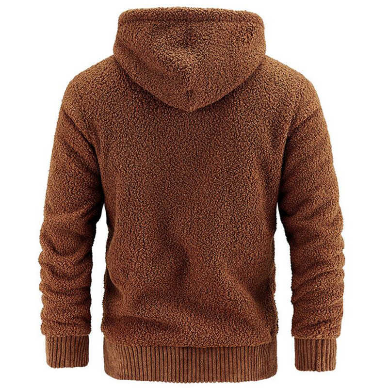 Men's Fleece Jacket Hooded Large Size Winter Parka Men Windbreakers Thick Warm Anorak Husband Autumn Black Fur Coat Male 211014