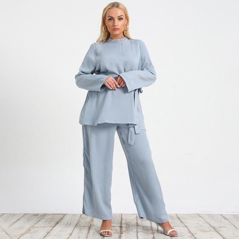 Plus Size Tracksuits 2 Piece Set Casual Women Clothing Linen Pant Suits Fashion Blue Elegant Long Sleeve Wide-legged Pants Two Outfit
Plus Size Tracksuits 2 Piece Set Casual Women Clothing Linen Pant Suits Fashion Blue Elegant Long Sleeve Wide-legged Pants Two Outfit