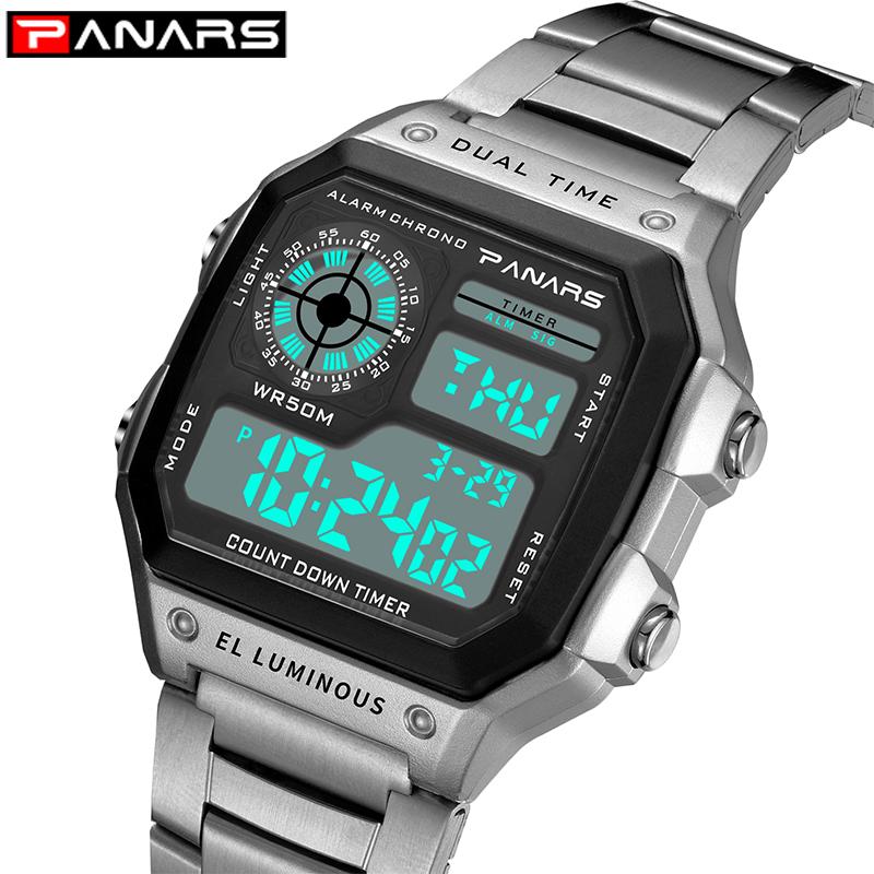 Men Digital Watch Fashion Casual Electronic Wristwatches Waterproof Clock Relogio Masculino Steel Dual Time Sports Erkek Saat, Slivery;brown
Men Digital Watch Fashion Casual Electronic Wristwatches Waterproof Clock Relogio Masculino Steel Dual Time Sports Erkek Saat, Slivery;brown