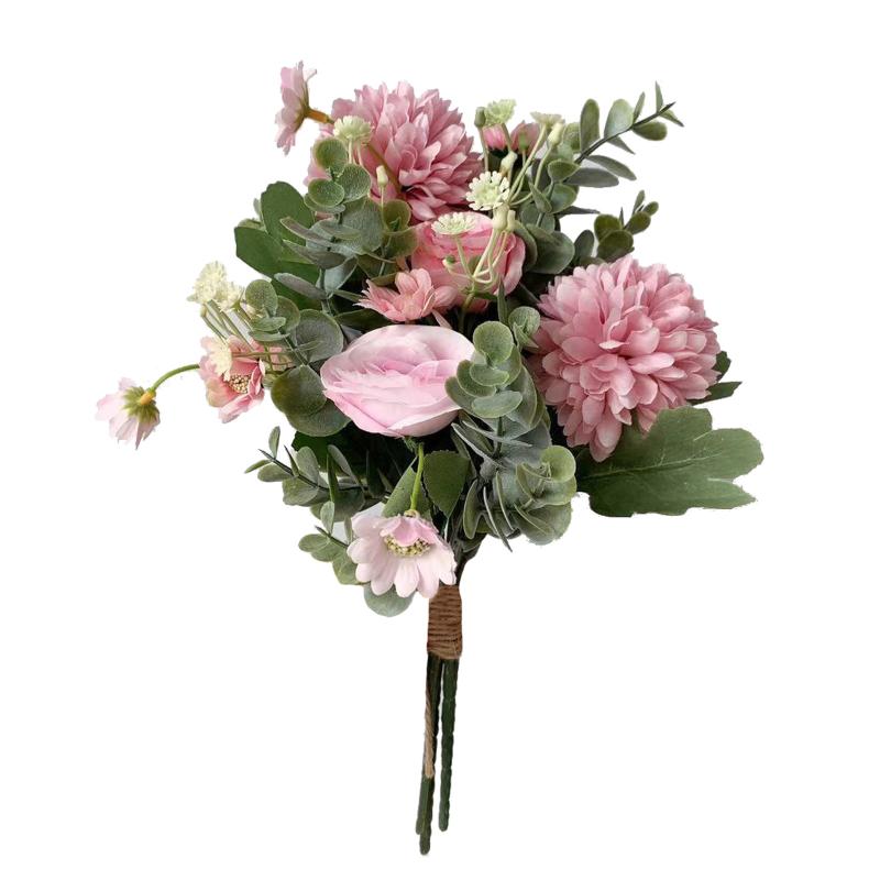 Artificial Sunflower Rose Bouquet Bride Holding Flower Silk Wedding Linen Handmade Simulation Bouquets Home Party Decor Decorative Flowers &