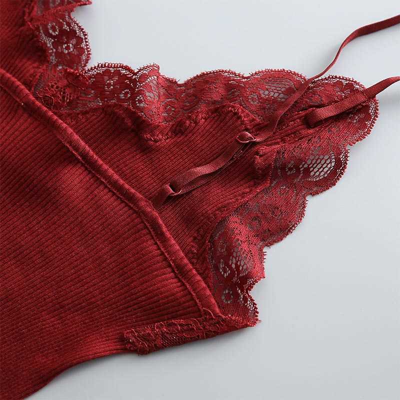 Lace Crochet Knitted Ribbed Women's Camis Sleeveless Backless Patchwork Womens Tanks Tops Summer Spring Tank For Girls 210625