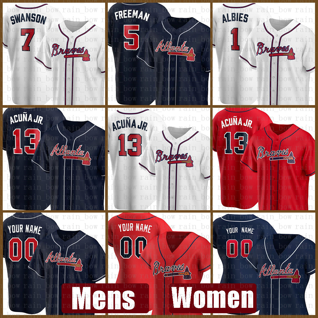 Mens Atlanta Women Braves Baseball Jersey 13 Ronald Acuna Jr. Custom 5 Freddie Freeman 7 Dansby Swanson 1 Ozzie Albies 11 Ender Inciarte 2022, Blue;black
Mens Atlanta Women Braves Baseball Jersey 13 Ronald Acuna Jr. Custom 5 Freddie Freeman 7 Dansby Swanson 1 Ozzie Albies 11 Ender Inciarte 2022, Blue;black