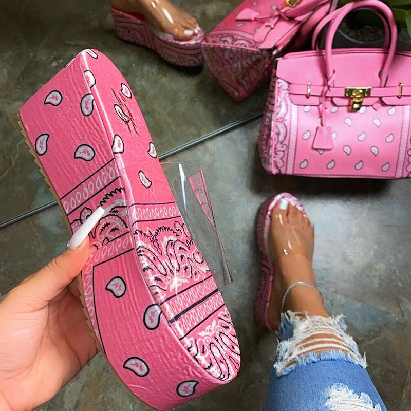 Clear Slides Designer Bandana Print Sandals And Purses Set Wedges Shoes For Women Summer Slipper Platform Chanclas Mujer Verano Slippers, Purse
Clear Slides Designer Bandana Print Sandals And Purses Set Wedges Shoes For Women Summer Slipper Platform Chanclas Mujer Verano Slippers, Purse