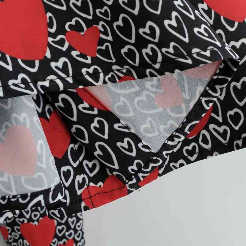 Spring Women Peach Heart Printing Casual Shirt Female Turndown Collar Long Sleeve Blouse Loose Tops Blusas S8571 210430