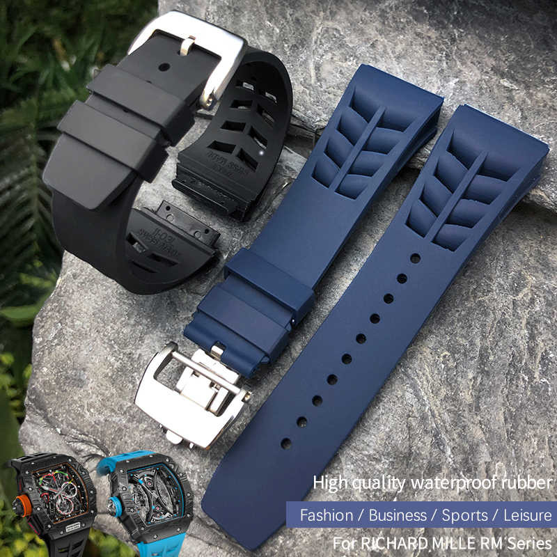 20mm High Quality Silicone Rubber Watch Band for Richard White Blue Mille Butterfly Buckle Soft Nature Strap Screw Hole Bracelet H0915
20mm High Quality Silicone Rubber Watch Band for Richard White Blue Mille Butterfly Buckle Soft Nature Strap Screw Hole Bracelet H0915