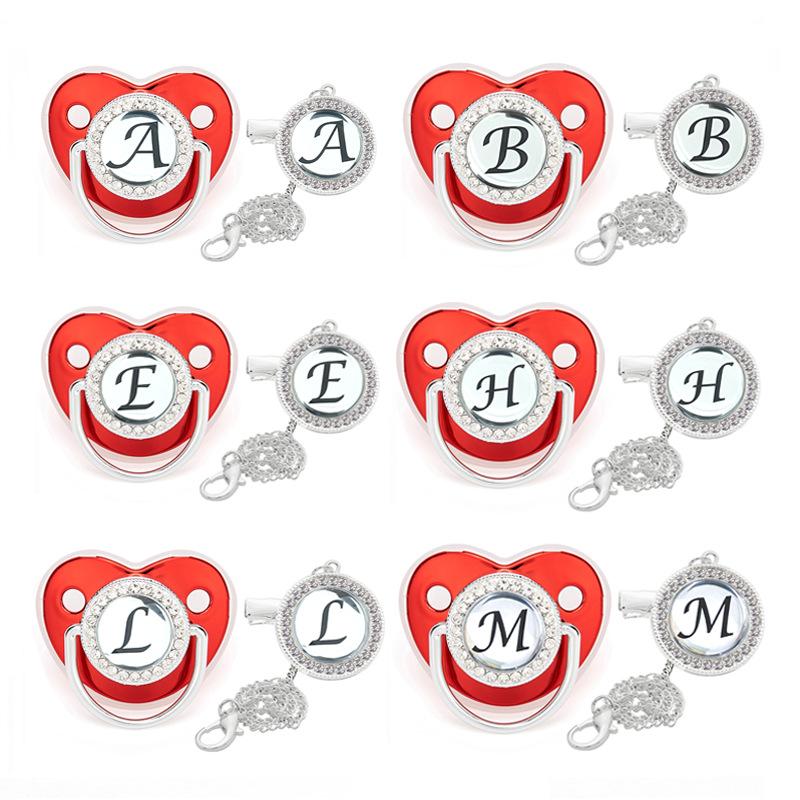 Pacifiers# Red Name Initial Letter Pacifier BPA Free Silicone Nipple Born Baby Pacifiers Chain Clip Infant Babies Dummy Nipples With Lid
Pacifiers# Red Name Initial Letter Pacifier BPA Free Silicone Nipple Born Baby Pacifiers Chain Clip Infant Babies Dummy Nipples With Lid