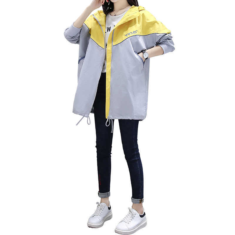 Plus Size 3xl Streetwear Trench Coat Women Hooded Long Windbreaker Female Patchwork Oversized Womens Overcaot Spring Outwear 210820