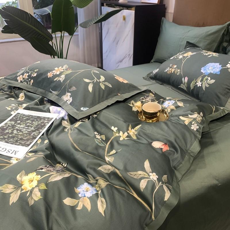 Luxury Egyptian Cotton Bedding HD Print Clear Pattern Trees Branches Birds Duvet Cover Set Bed Sheet Pillowcases Queen King Size Sets