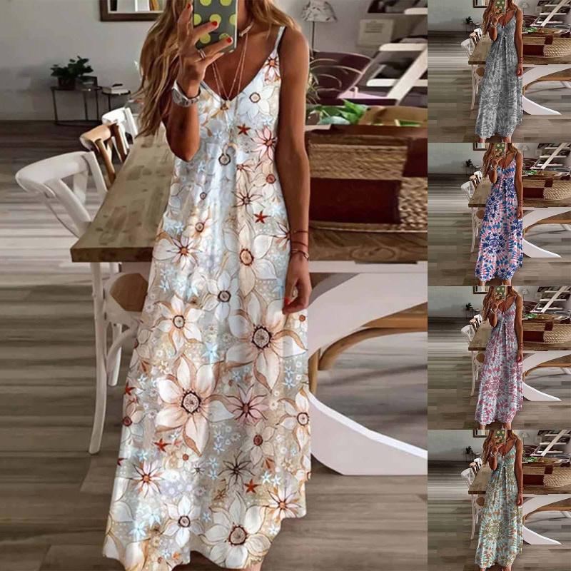 Casual Dresses Summer Dress 2021 Women Longue Tropical Print Plus Size Clothing Halter Backless Maxi Sexy Sleeveless Beach, Blue
Casual Dresses Summer Dress 2021 Women Longue Tropical Print Plus Size Clothing Halter Backless Maxi Sexy Sleeveless Beach, Blue