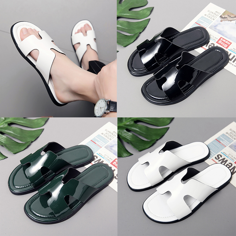 Luxury Genuine Leather slipper Men Brand designer Slides Summer Beach Flat Sandals stripe Slippers Black white green outdoor indoor Flip Flops
Luxury Genuine Leather slipper Men Brand designer Slides Summer Beach Flat Sandals stripe Slippers Black white green outdoor indoor Flip Flops