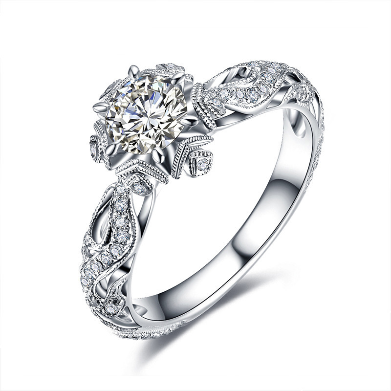 Bridal Filwer with Round Brilliant 1ct Diamond Prong Setting Anniversary Engagement Wedding White Gold Rings for Women
Bridal Filwer with Round Brilliant 1ct Diamond Prong Setting Anniversary Engagement Wedding White Gold Rings for Women