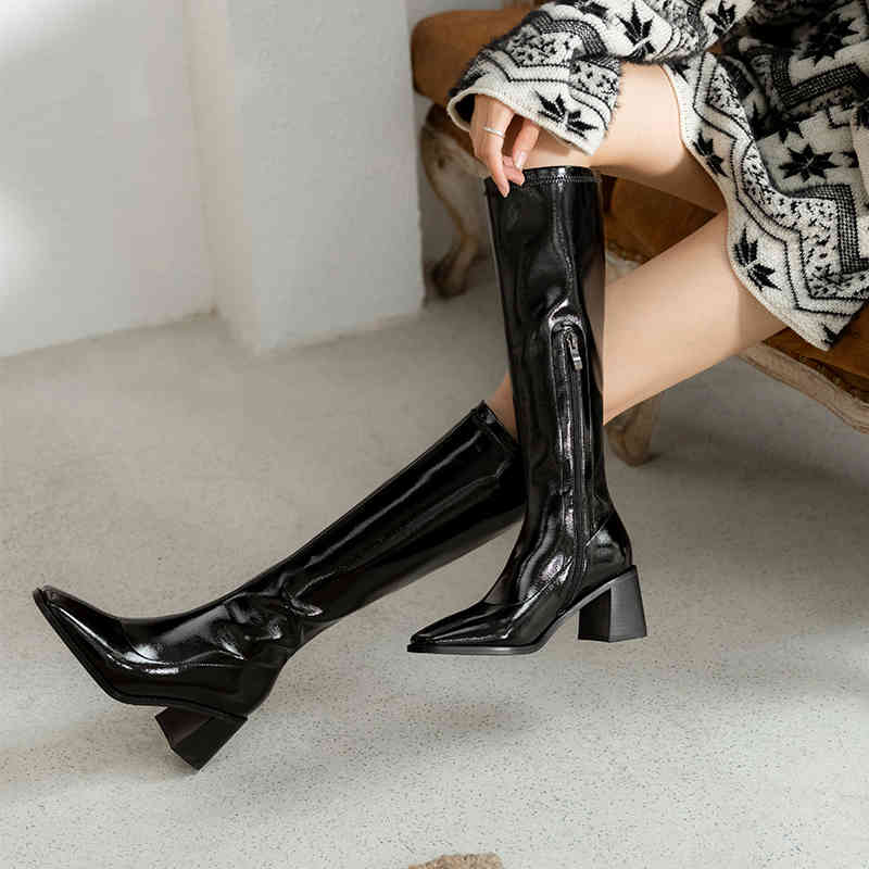 boots knee-boots woman patent leather 22-25cm microfibre upper heel thick european square head and american style boots y1pg, Black
boots knee-boots woman patent leather 22-25cm microfibre upper heel thick european square head and american style boots y1pg, Black