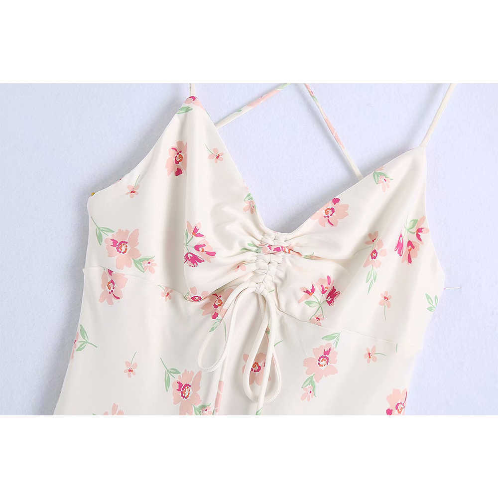 Summer Dress Women Backless Elegant Casual Fashion Chic Lady Woman Slip Maxi Dress Floral Sundress 210709