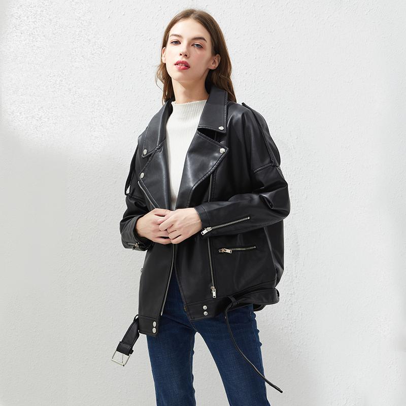 Women's Leather & Faux PU Jacket Women Loose Sashes Casual Biker Jackets Outwear Female Tops BF Style Black Coat
Women's Leather & Faux PU Jacket Women Loose Sashes Casual Biker Jackets Outwear Female Tops BF Style Black Coat