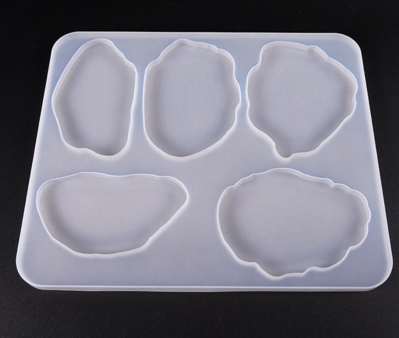 Agate Coaster Molds Silicone Moulds 5 Cavity Flexible Translucence UV Resin Mold DIY Table Decoration Making Tools GGA4639 Free shipping