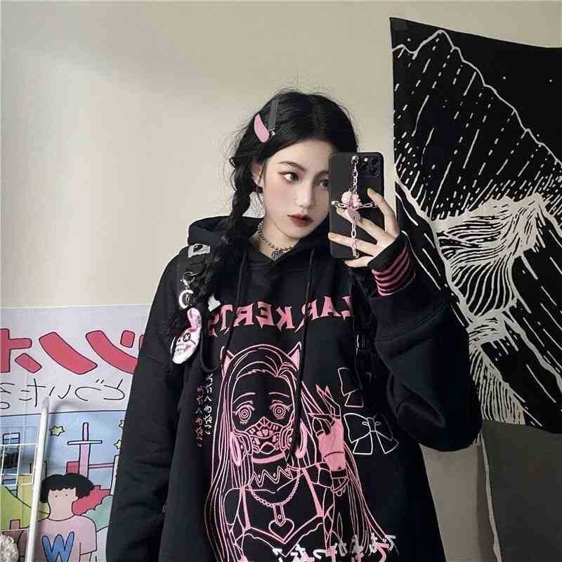 Hoodie Anime Harajuku Cartoon Dark Graffiti Print Sweater Hoody Top Hoodies Women Goth Clothing Hooded Long Mouths Female Y2k, Black
Hoodie Anime Harajuku Cartoon Dark Graffiti Print Sweater Hoody Top Hoodies Women Goth Clothing Hooded Long Mouths Female Y2k, Black