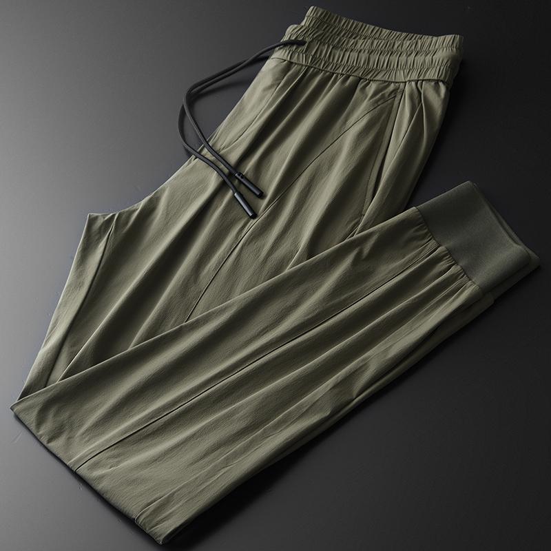 Men Luxury Khaki Elastic Waist Ankle-length Pants Summer Fashion Casual Sport Thin Mens Trousers Plus Size 4XL Men's