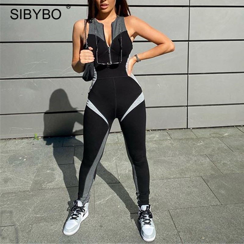 Sibybo Patchwork Zipper Sporty Women Jumpsuit Sleeveless V Neck Rompers Jumpsuits Casual Fitness Activewear Playsuit Overalls, White
Sibybo Patchwork Zipper Sporty Women Jumpsuit Sleeveless V Neck Rompers Jumpsuits Casual Fitness Activewear Playsuit Overalls, White