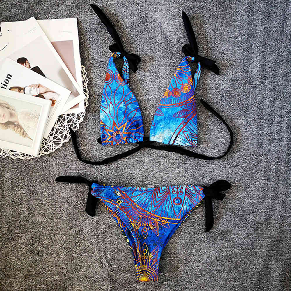 Vintage Retro Print Bikini Sexy Plus Size Swimwear Women Swimsuit Female Two Pieces Set Brazilian Bathing Suits Swim 210521