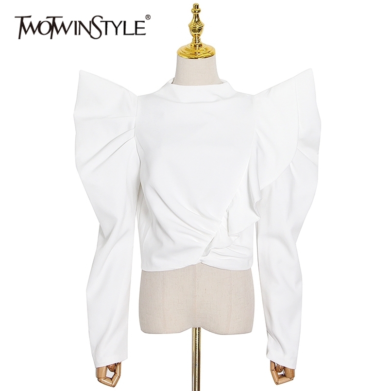 Elegant Patchwork Ruffle Blouse For Women Stand Collar Long Sleeve Casual Short Shirt Female Fashion Spring 210524, White
Elegant Patchwork Ruffle Blouse For Women Stand Collar Long Sleeve Casual Short Shirt Female Fashion Spring 210524, White