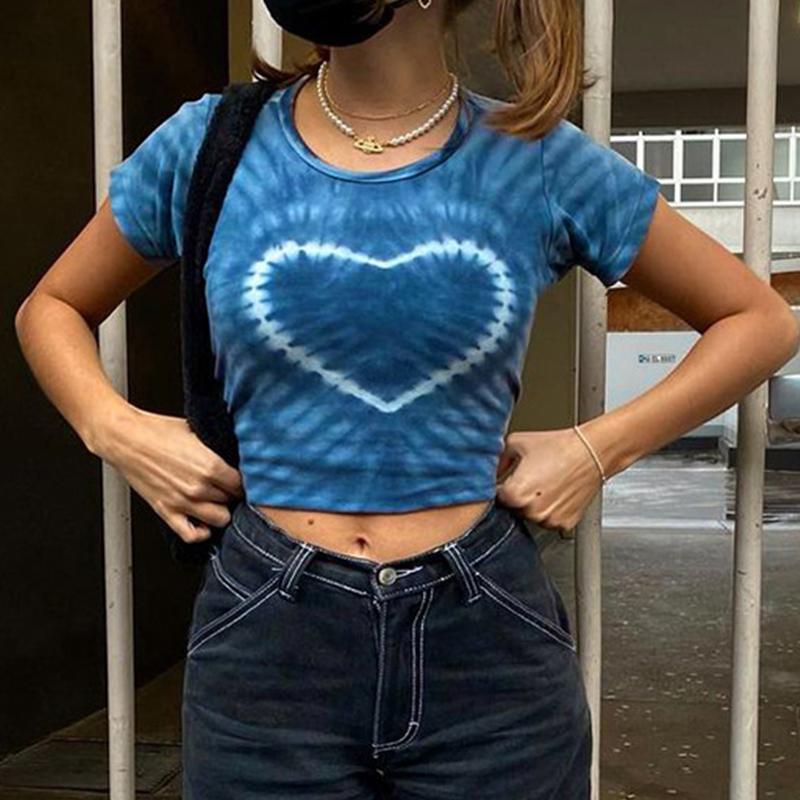 Women' T-Shirt Heart Print Baby Tees Summer Streetwear Tie Dye Short Sleeve T Shirts Casual Women O-Neck Blue Crop Tops
Women' T-Shirt Heart Print Baby Tees Summer Streetwear Tie Dye Short Sleeve T Shirts Casual Women O-Neck Blue Crop Tops