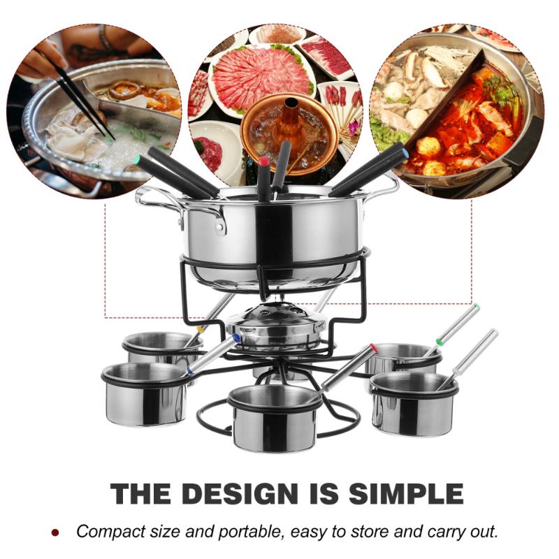 Set Fondue Tool Cooking Stove Safe Alcohol Portable Cookware Pans