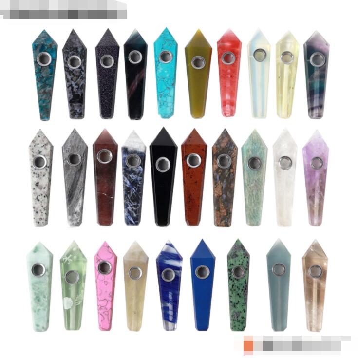 Natural Stone Fluorite Quartz Crystal Pipe 20 Styles Smoking Cigarette Tobacco Hand Filter Pipes With Metal Bowl Mesh Tool Accessories
Natural Stone Fluorite Quartz Crystal Pipe 20 Styles Smoking Cigarette Tobacco Hand Filter Pipes With Metal Bowl Mesh Tool Accessories