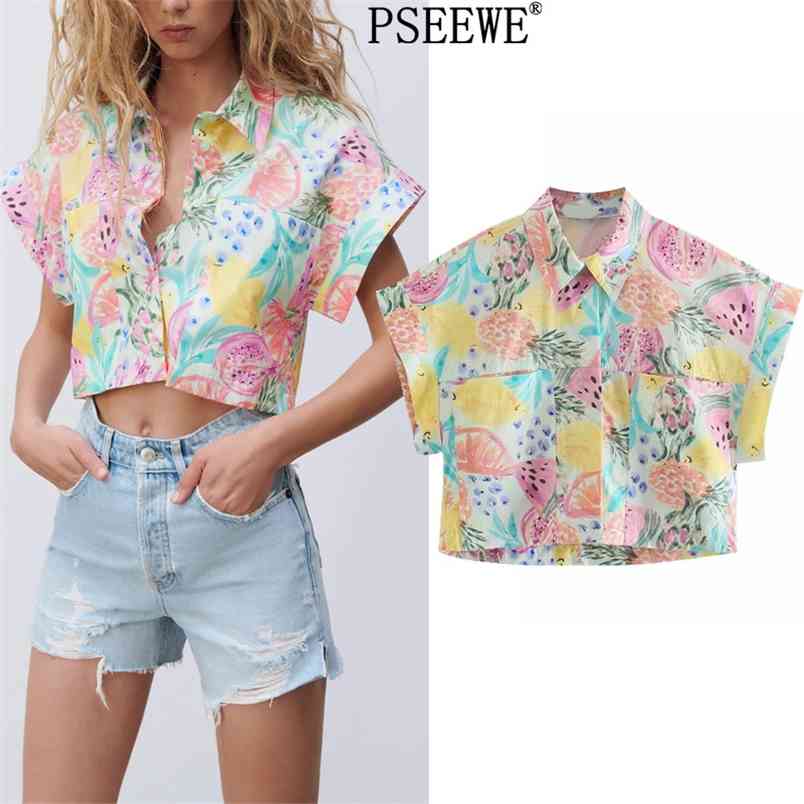 Women Shirts Summer Fruit Print Crop Top Woman Short Sleeve Button Up Beach Female Shirt Vintage Streetwear 210519, Multi
Women Shirts Summer Fruit Print Crop Top Woman Short Sleeve Button Up Beach Female Shirt Vintage Streetwear 210519, Multi