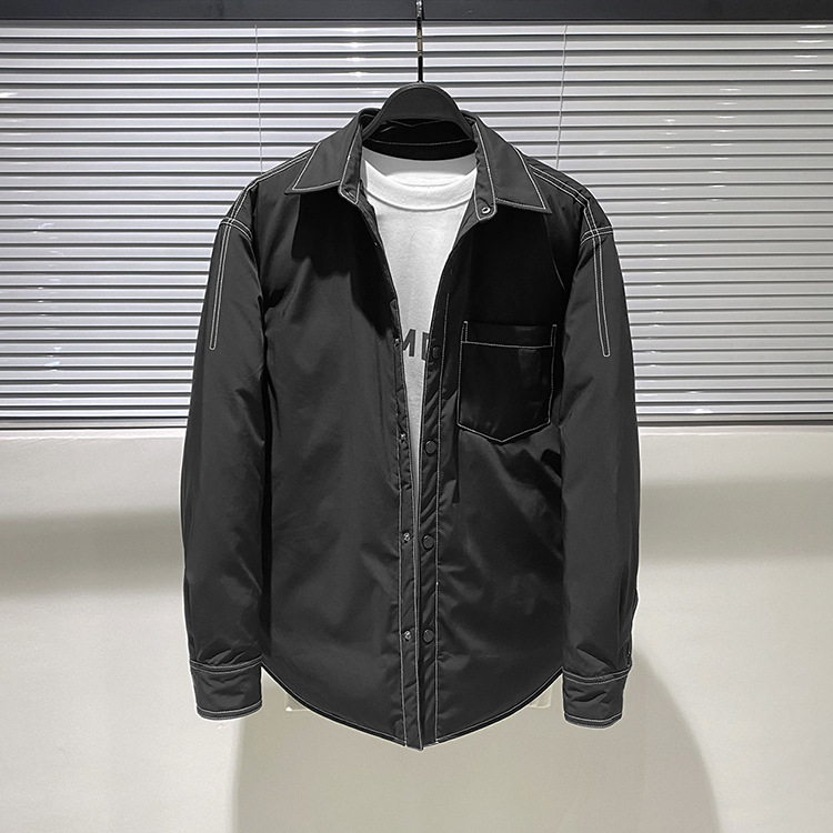 Winter 2021 British style black open line loose lightweight down jacket men' warm shirt coat
Winter 2021 British style black open line loose lightweight down jacket men' warm shirt coat