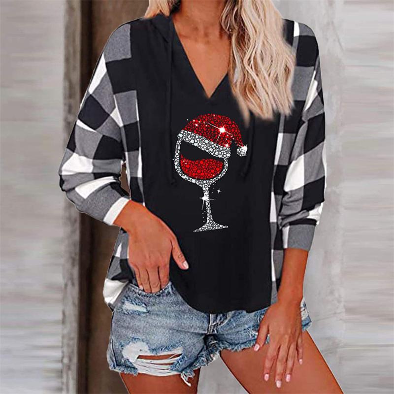 Women's Hoodies & Sweatshirts Red Wine Glass And Christmas Hat Women Long Sleeve Patchwork Autumn Winter Casual Tops Hooded Drawstring, Black
Women's Hoodies & Sweatshirts Red Wine Glass And Christmas Hat Women Long Sleeve Patchwork Autumn Winter Casual Tops Hooded Drawstring, Black