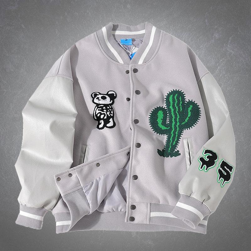 Men's Jackets Panda Embroidery Patchwork Baseball Leather Jacket Mens Harajuku Streetwear College Style Casual Oversized Unisex Caots, Black
Men's Jackets Panda Embroidery Patchwork Baseball Leather Jacket Mens Harajuku Streetwear College Style Casual Oversized Unisex Caots, Black