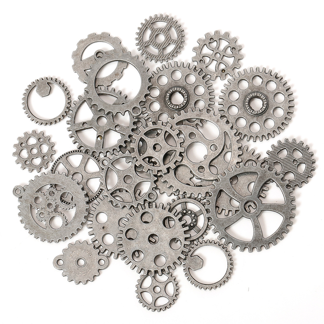 50g Mixed Steampunk Gears Cogs Charms Pendant DIY Antique Metal Beads for Bracelets Crafts Jewelry Making Components