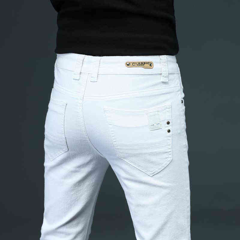 Skinny Jeans Men Solid White s Stretch Casual Fashioins Denim Pants Yong Boy Students Trousers Size 38 211111