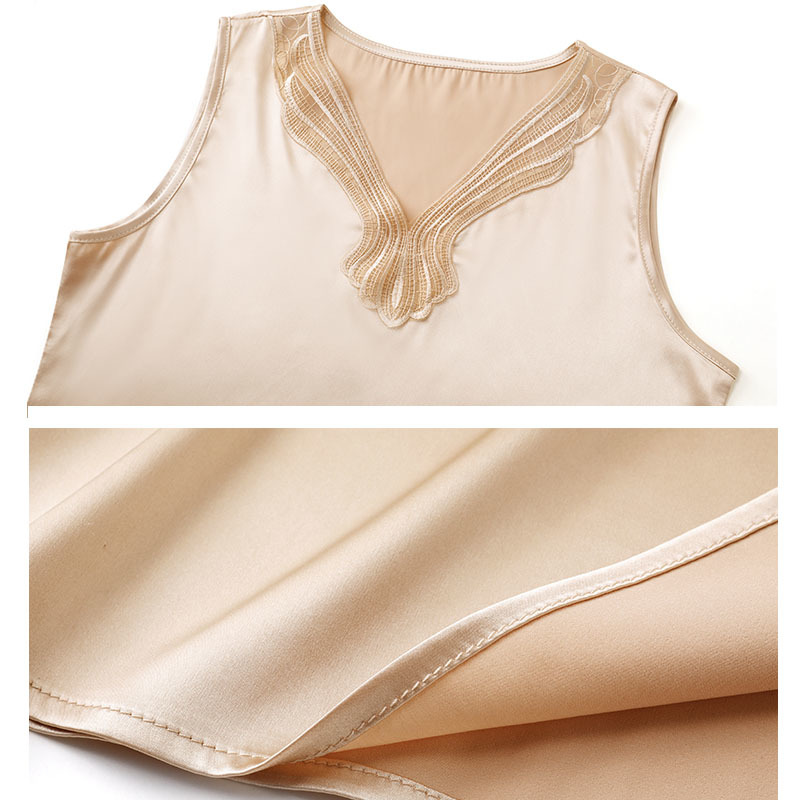 Silk Women Blouses Shirts Satin Blouse Tops Woman Elastic Lace Shirt Top Plus Size V-neck Embroidery 13695 210427
