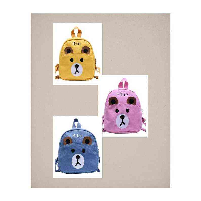 Personalised Name Bear Backpack with ANY NAME Toddler School Bag Custom Children Travel Shopping Rucksacks Bear Shoulder Bags Y1105