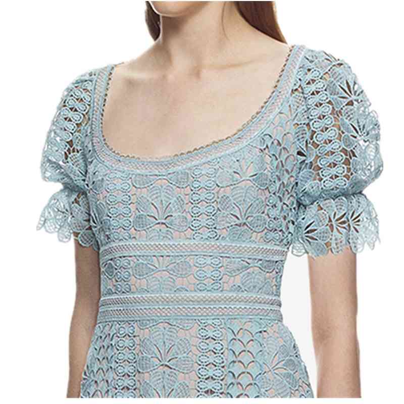 Arrive High-End Custom Self Portrait Dress Women Floral Lace Hollow Out Summer Dresses Size S M L 210520