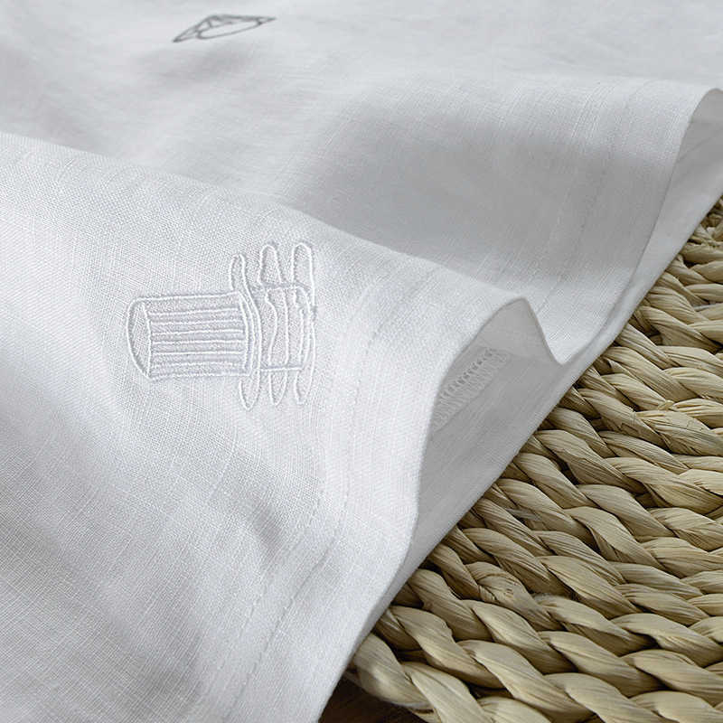 6217 Men Summer Fashion Japan Style Funny Cartoon Embroidery Cotton Linen Thin Breathable T-shirt Male Casual Pullover Tops Tees 210629