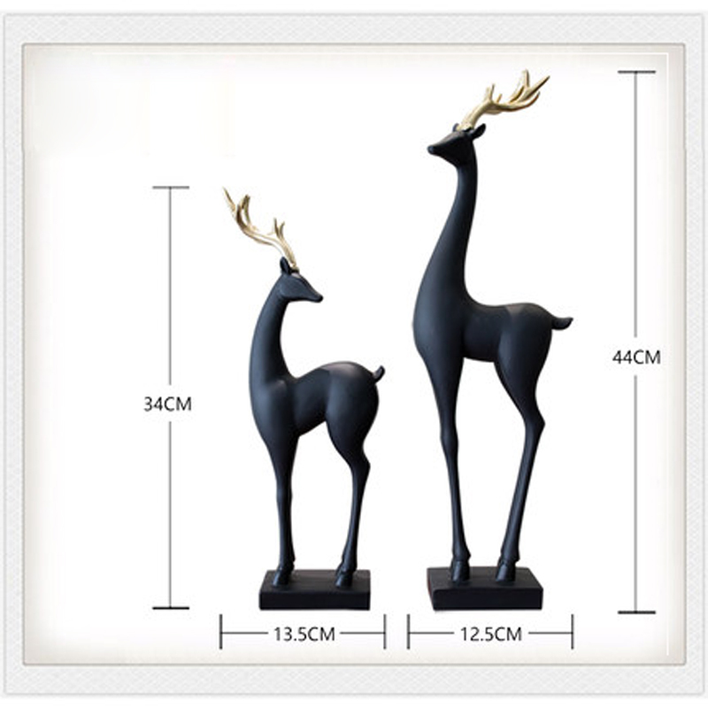 Deer Home Decoration Accessories European Living Room Decorative Figurine Cabinet Creative Resin Desktop Ornaments 210414